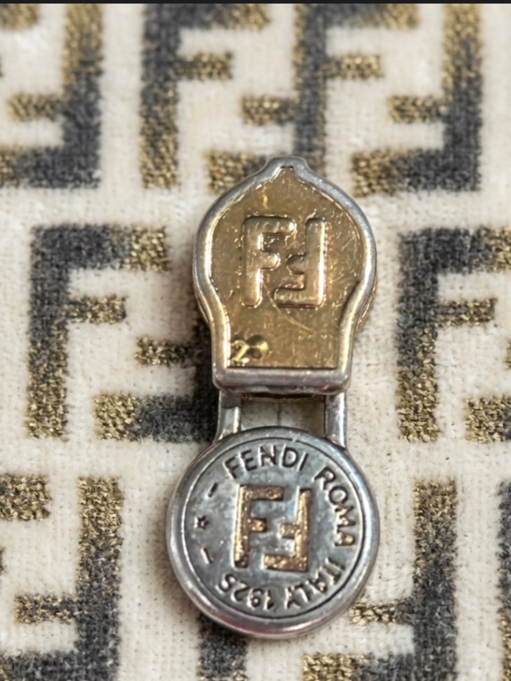 Authentic Fendi luxury designer vtg signature purse zipper pull